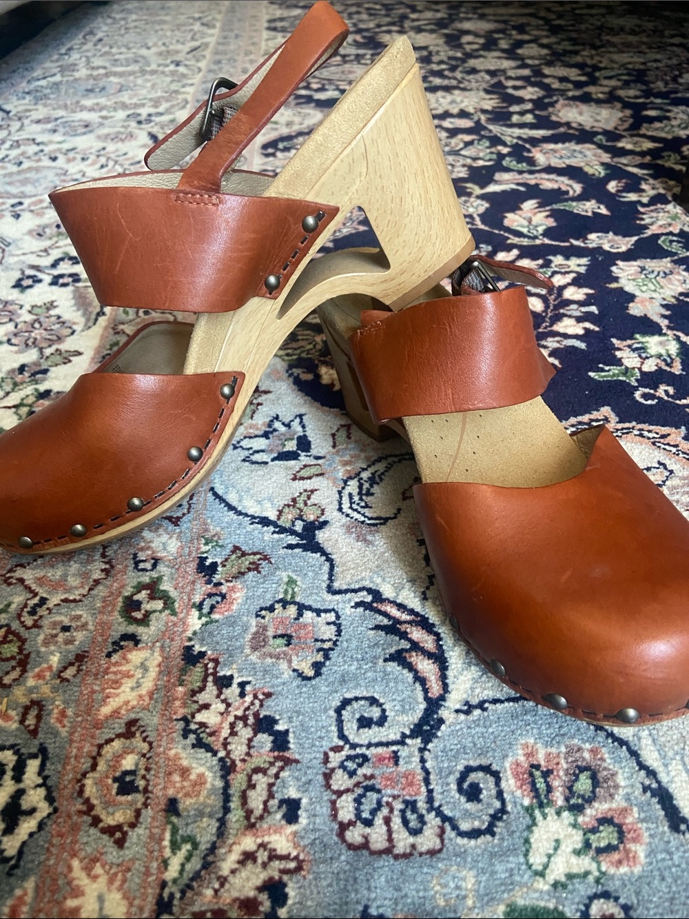 Dansko Thea  cognac brown chunky strapped clogs, 38 - Picture 9 of 13